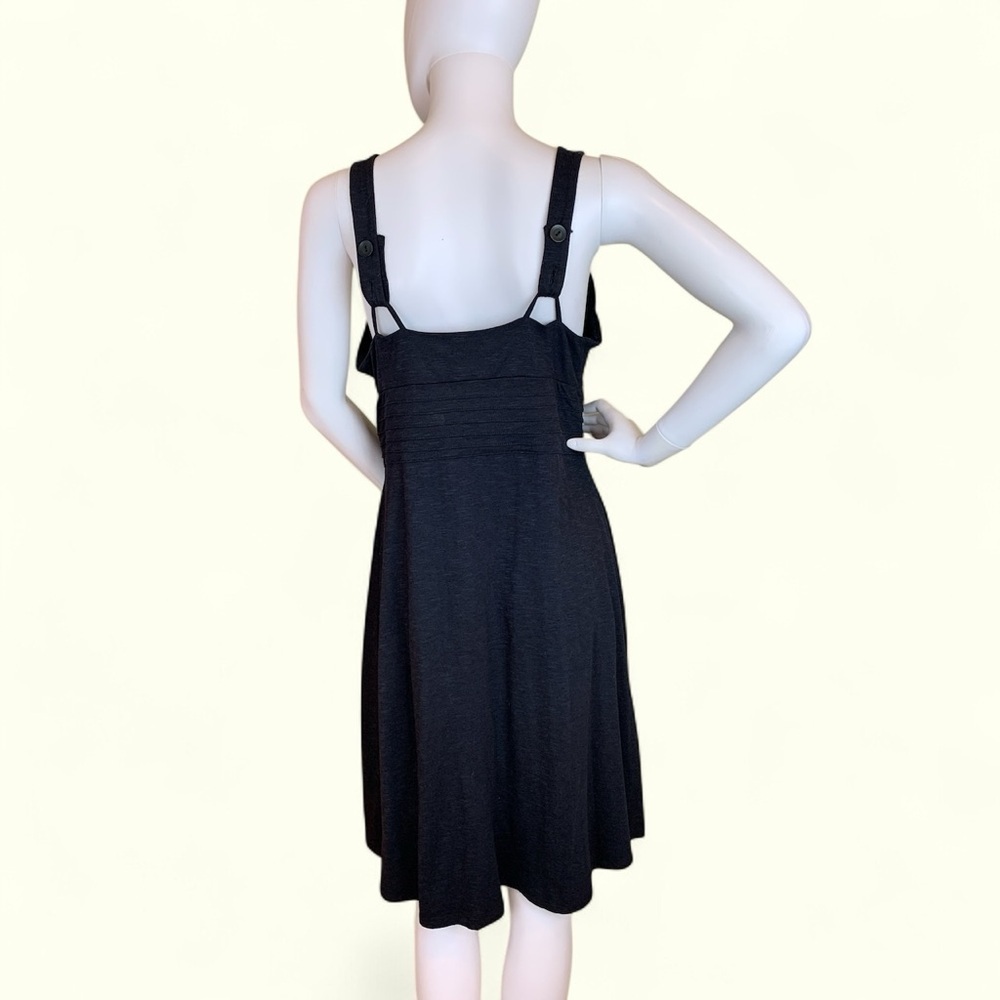 Horny Toad Elegant Black Midi Dress Organic Cotton Adjustable Straps - Picture 8 of 14